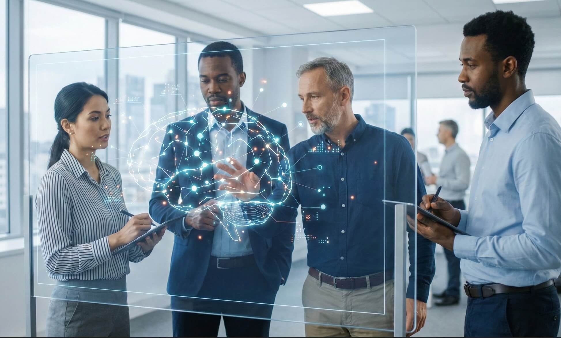 Persona aprendiendo conceptos de alfabetización en inteligencia artificial frente a una pantalla