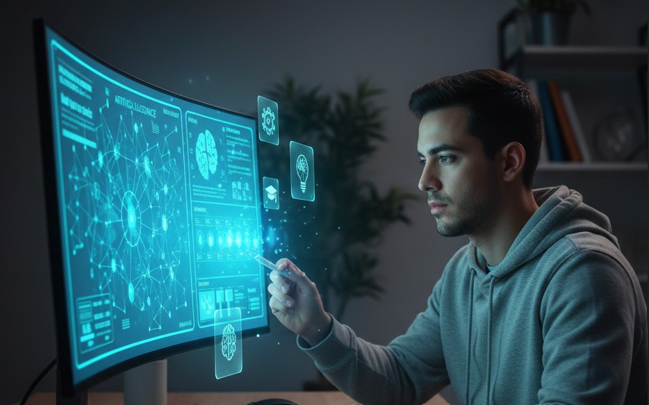 Persona adquiriendo habilidades y alfabetización en inteligencia artificial