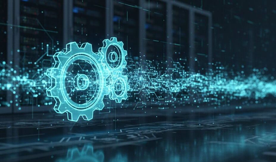 Representación visual de flujos de trabajo automatizados y sincronización de procesos digitales en un entorno tecnológico