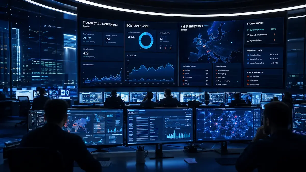 Centro de operaciones de ciberseguridad bancaria: DORA Compliance y Transaction Monitoring en tiempo real