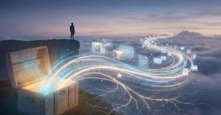 Concept of managing your digital legacy and the inheritance of data online.